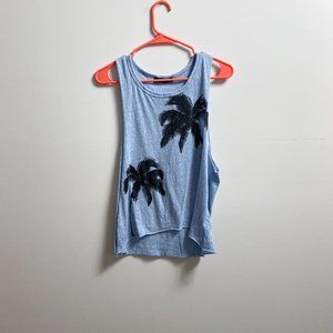 Blue palm tree crop top
